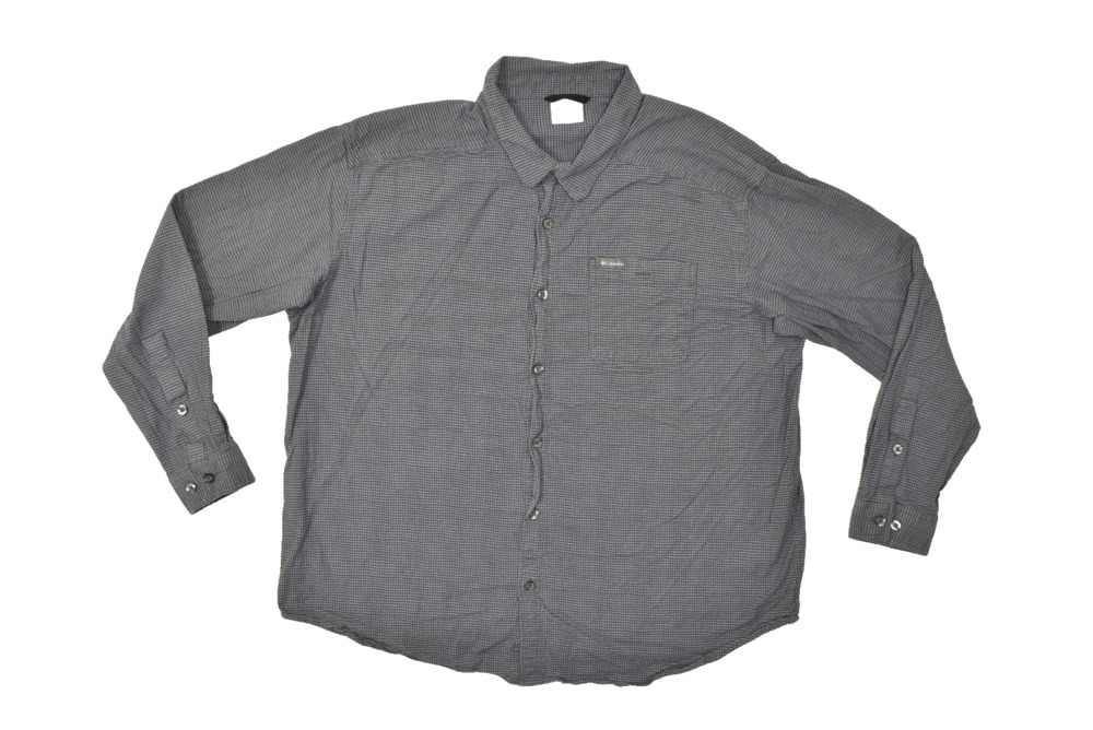 Columbia Mens Gray Checkered Button Down Long Sleeve Shirt Regular Size XXL